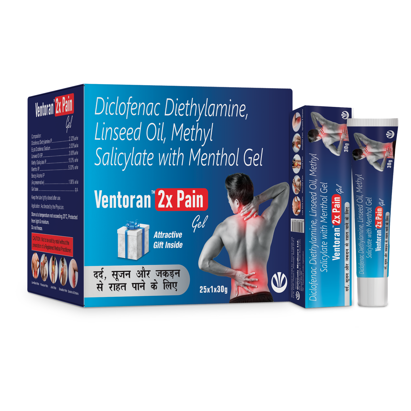 Ventoran 2X Pain Gel - Diclofenac Diethylamine Formula for Fast Relief
